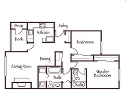 2 Bedrooms, 2 Bathrooms 29304 floor plan